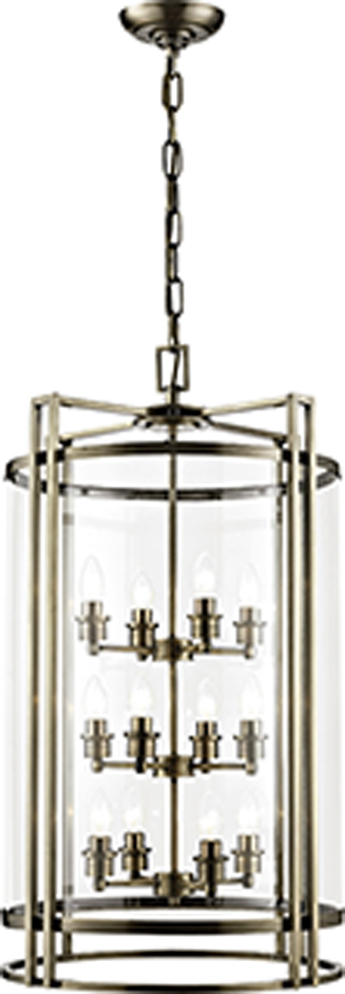 IL31095  Eaton Glass Pendant 12 Light (17.6kg) Antique Brass